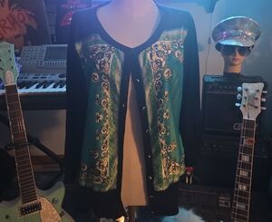 AB Studio Black and Green Women's Cardigan